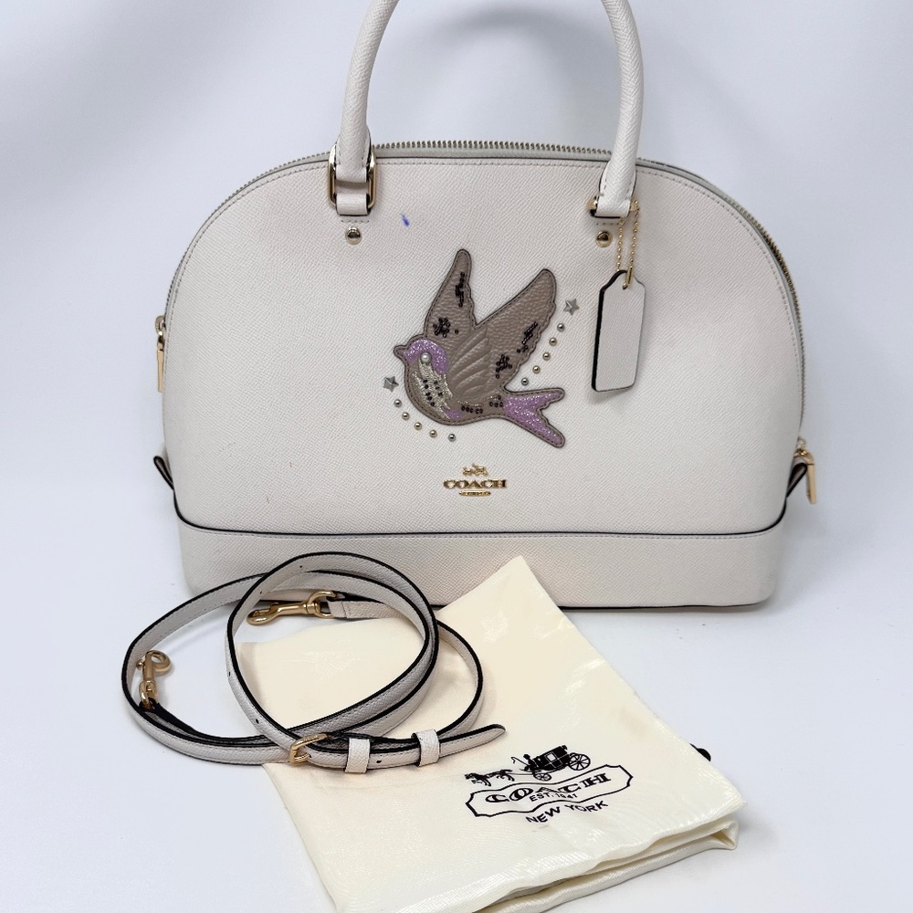 Coach Cream Sierra Satchel with Bird Appliqué